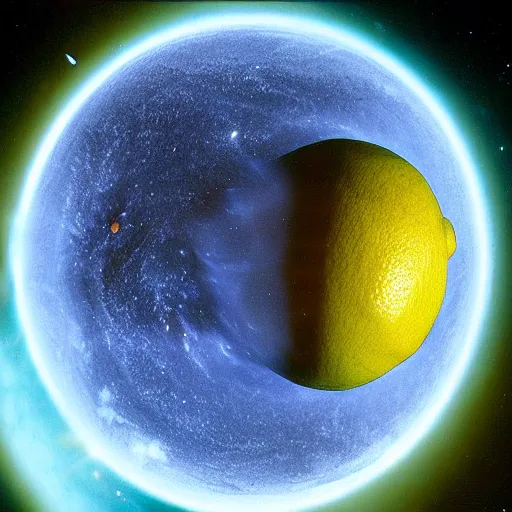 Image similar to lemon planet, photo by hubble telescope