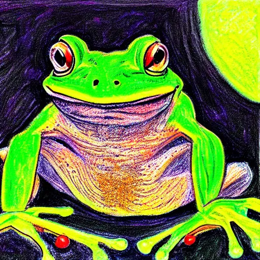 Image similar to a frog by internetsect, oil pastel, weird