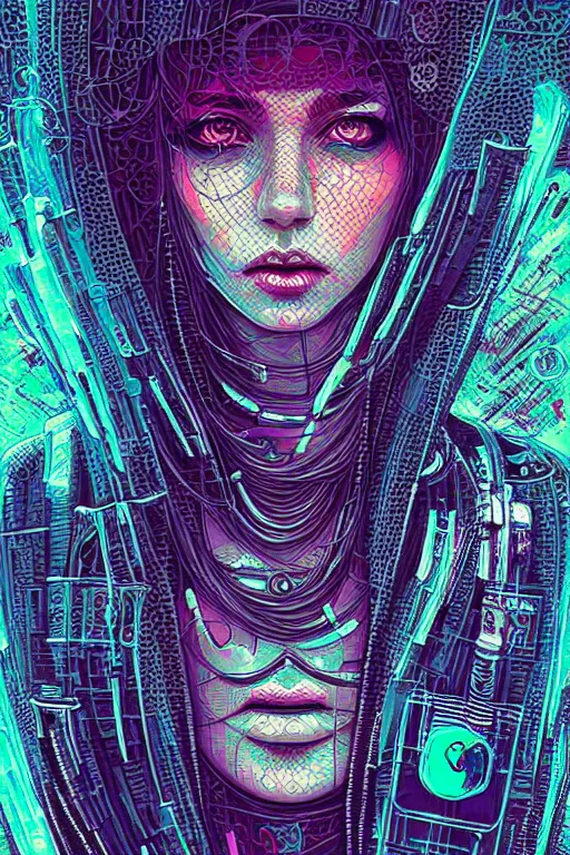 Image similar to dreamy cyberpunk girl, abstract smoke atomic heart, beautiful woman, detailed acrylic, grunge, intricate complexity, by dan mumford and by alberto giacometti, gillis rombouts