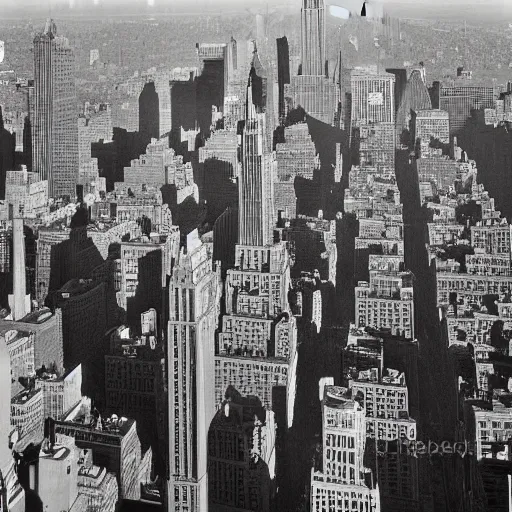 Image similar to Photo of New York City in the year 1950, black and white, photorealistic,