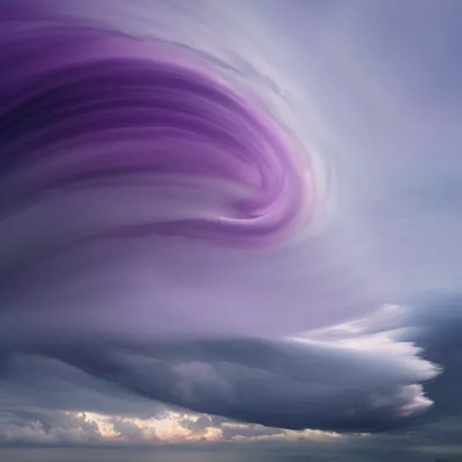 Prompt: amazing photo of a purple clouds in the shape of a tornado, digital art, beautiful dramatic lighting