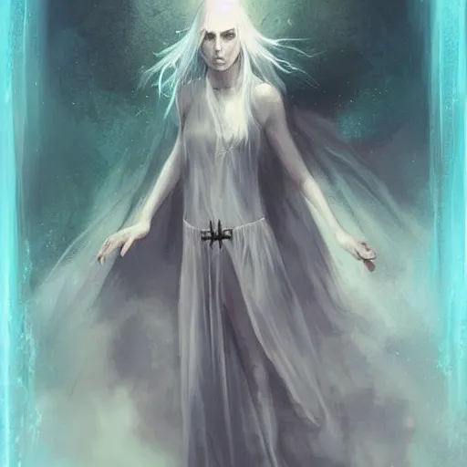 Prompt: spirits whose names they called in terror or welcome, until an angry priest cast a spell on them, art by charlie bowater