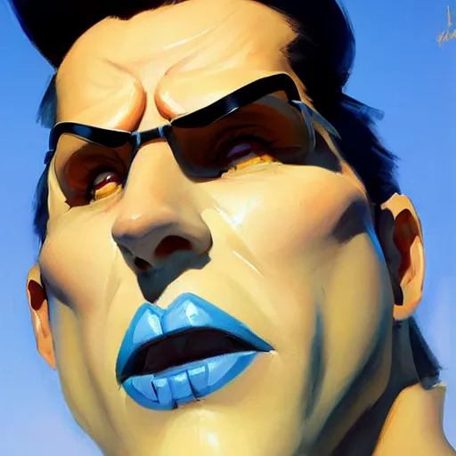 Image similar to greg manchess portrait painting of casino mouth as overwatch character, medium shot, asymmetrical, profile picture, organic painting, sunny day, matte painting, bold shapes, hard edges, street art, trending on artstation, by huang guangjian and gil elvgren and sachin teng