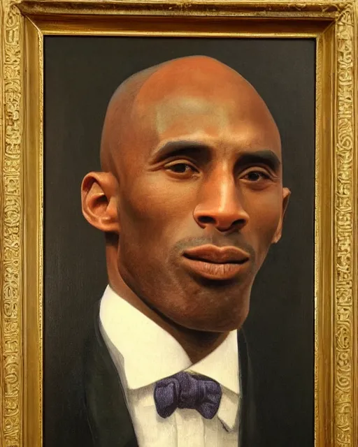 Prompt: facial portrait of the united states president, an ugly 7 8 year old kobe bryant, resolute desk, 1 8 4 8, oil on canvas by william sidney mount, trending on artstation, national archives