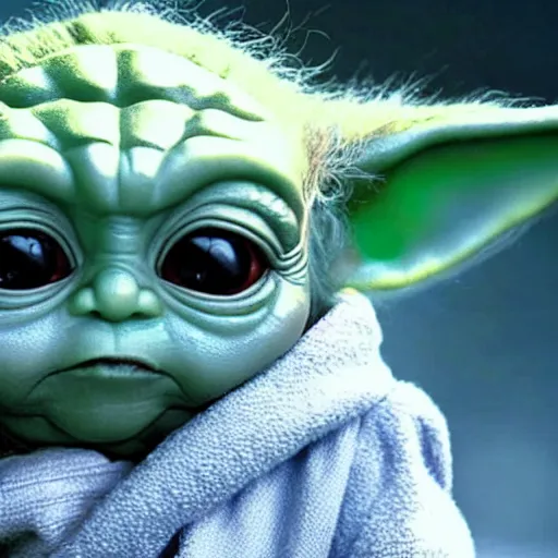 Prompt: a film still of baby yoda's kid in star wars realistic, detailed