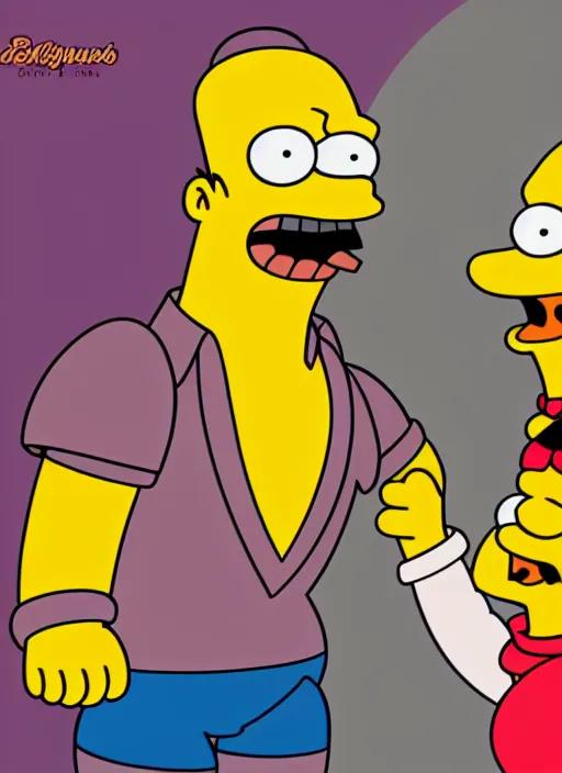 Image similar to homero simpson in alejo y valentina art style