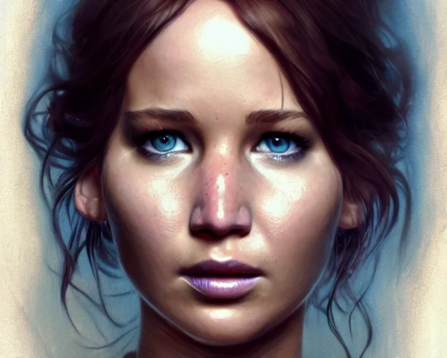 Prompt: highly detailed portrait of jennifer lawrence, in the walking dead, stephen bliss, unreal engine, fantasy art by greg rutkowski, loish, rhads, ferdinand knab, makoto shinkai and lois van baarle, ilya kuvshinov, rossdraws, tom bagshaw, global illumination, radiant light, detailed and intricate environment