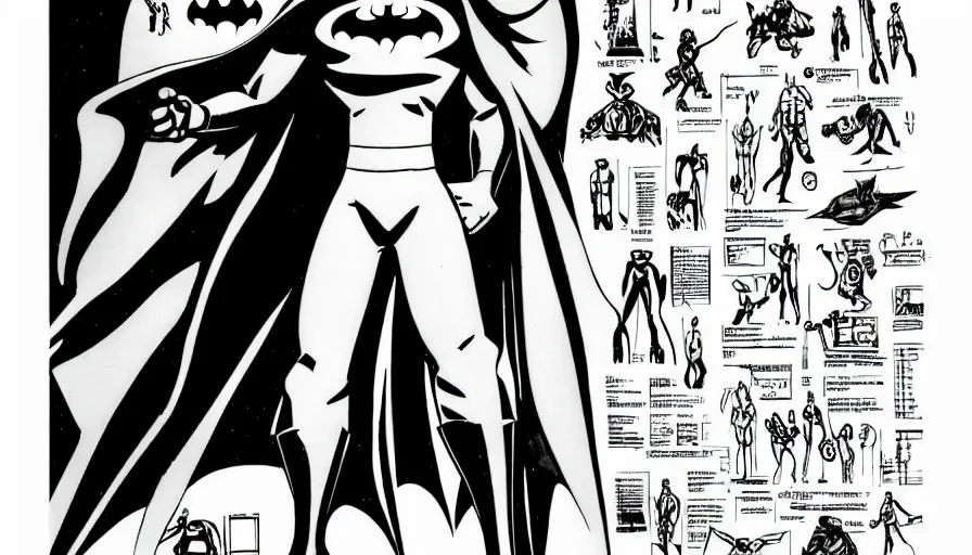 Image similar to male, elongated figure, space suit, sketch, character sheet, very stylized, batman the animated series, bruce timm, digital art, illustration, pen and ink, by mike mignola, by alex maleev