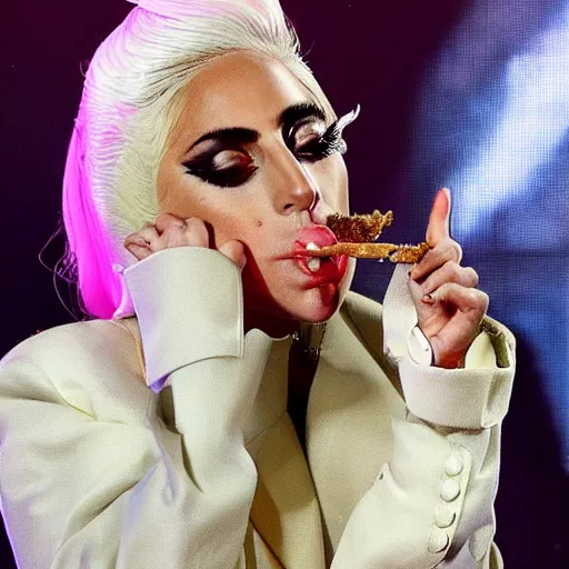 Prompt: lady gaga smoking a fat one