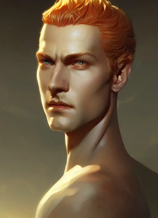 Image similar to Android Lucifer morningstar, slight smile, highly detailed, digital painting, artstation, concept art, sharp focus, illustration, art by wlop and J. C. Leyendecker and Edmund Bliar Leighton and Charlie Bowater