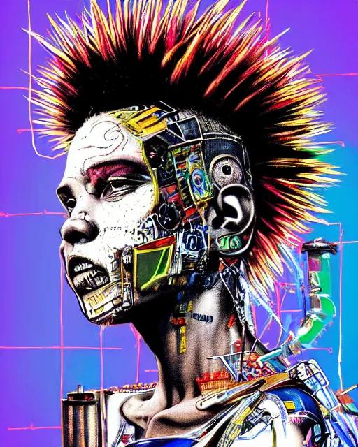 a cyberpunk portrait of a punk rocker with mohawk by | Stable