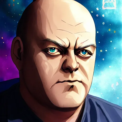 Image similar to portrait of the hank schrader, anime fantasy illustration by tomoyuki yamasaki, kyoto studio, madhouse, ufotable, symmetrical face, trending on artstation