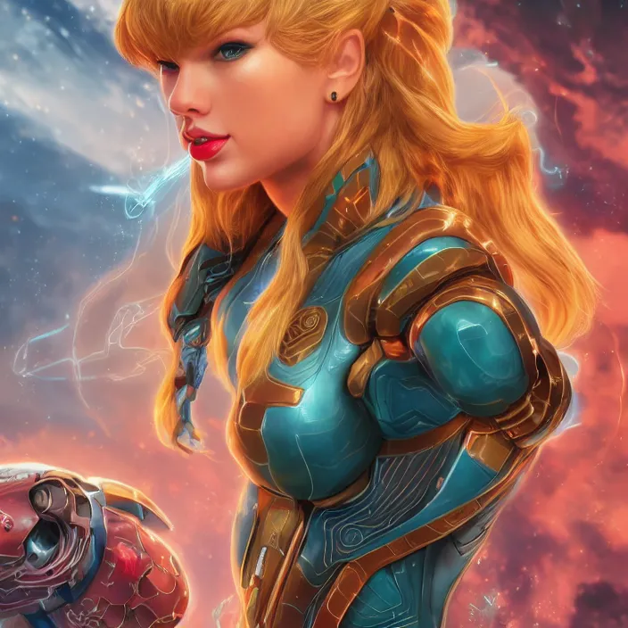 Prompt: portrait of Taylor Swift as SAMUS ARAN. METROID. HD, 4K. intricate. intricate artwork. by Tooth Wu, wlop, beeple, dan mumford. octane render, trending on artstation, greg rutkowski very coherent symmetrical artwork. cinematic, hyper realism, high detail, octane render, 8k, iridescent accents.