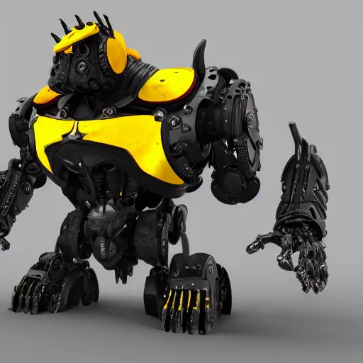 Image similar to hard surface, robotic platform, based on bumblebee, 6 claws, unreal engine