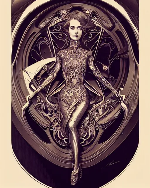 Prompt: Art nouveau Ferarri car, in the shape of a woman, fantasy, intricate mechanical designs, elegant, highly detailed, sharp focus, art by Artgerm and Greg Rutkowski and WLOP