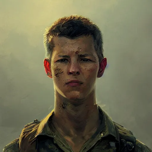 Prompt: portrait of a man by greg rutkowski, tye sheridan as a colonial marine, from aliens franchise, he is about 2 0 years old, military composure, wearing tactical gear of the colonial marines, highly detailed portrait, digital painting, artstation, concept art, smooth, sharp foccus ilustration, artstation hq