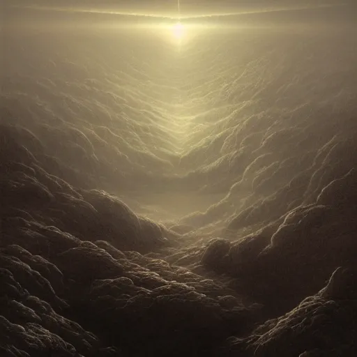 Prompt: a nightfall over a fantastical san francisco bay area, fantastical, transcendent, clean linework, dramatic, unexpected, surprising, epic light scene, spectacular, finely detailed, award winning, 4 k, trending on artstation, photorealistic, volumetric lighting, octane render uhd artwork by gustave dore, by michelangelo, by beksinski