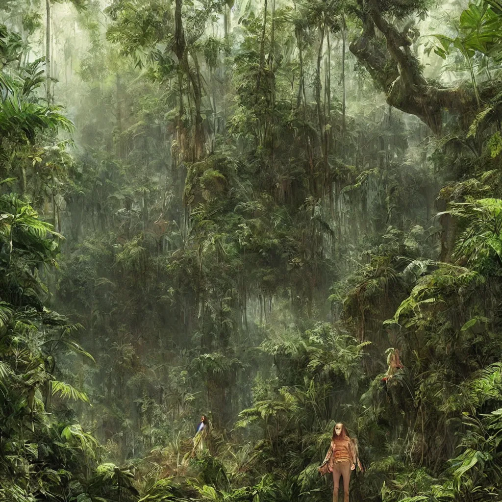 Image similar to a floating sweater in a jungle, overdetailed art, by greg rutkowski