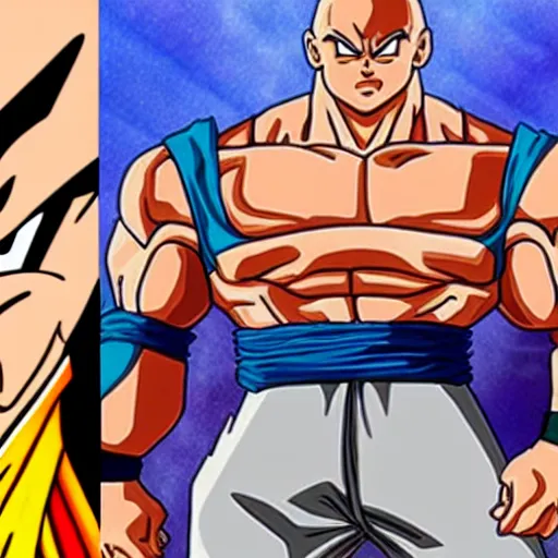 Image similar to dwayne johnson as character from dragon ball z cartoon