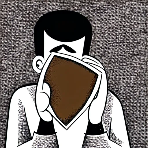 Prompt: book illustration of a chocolate bar crying because he has been split in half, book illustration, monochromatic, black and white image, white background