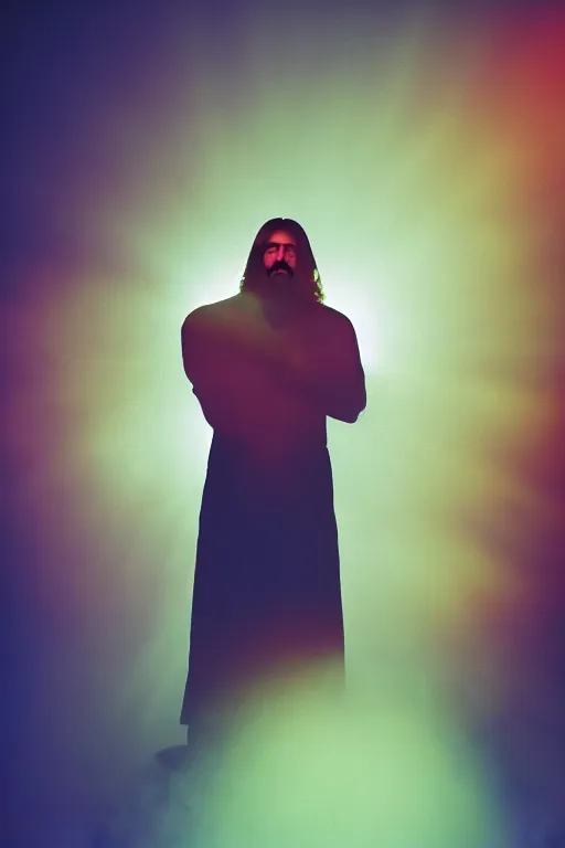 Prompt: studio photo of jesus smoking weed, colorful lighting, bokeh, 3 5 mm, dramatic ligting,