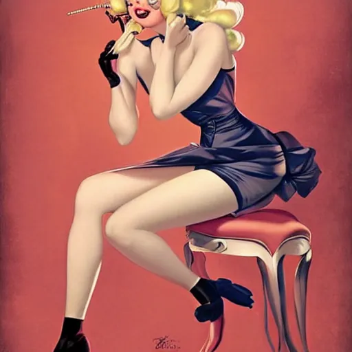 Prompt: a pinup by gil elvgren and anna dittmann.