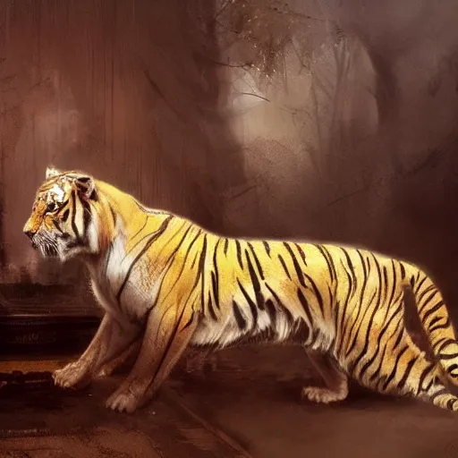 Image similar to a beautfiul award winning aesthetic commission of an antrho albino tiger wearing golden victorian aemour,digital art,art by greg rutkowski,character design by charles bowater,ross tran,photorealistic,detailed face,hyperdetailed,western comic,2021,artstation,deviantart,western comic style