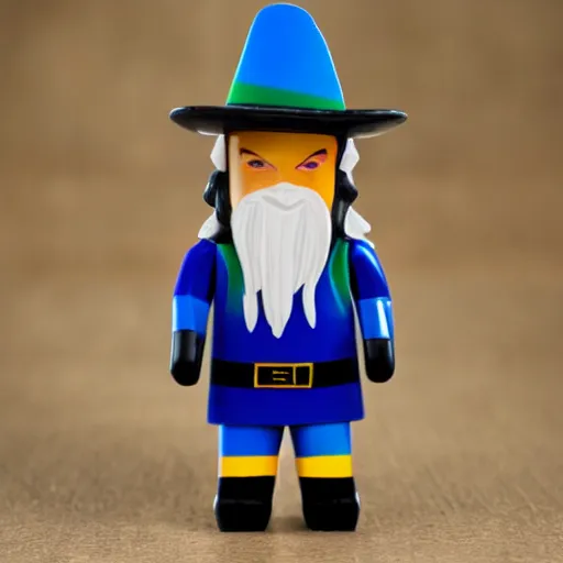 Image similar to a wizard with a rainbow wizard hat vinyl figure