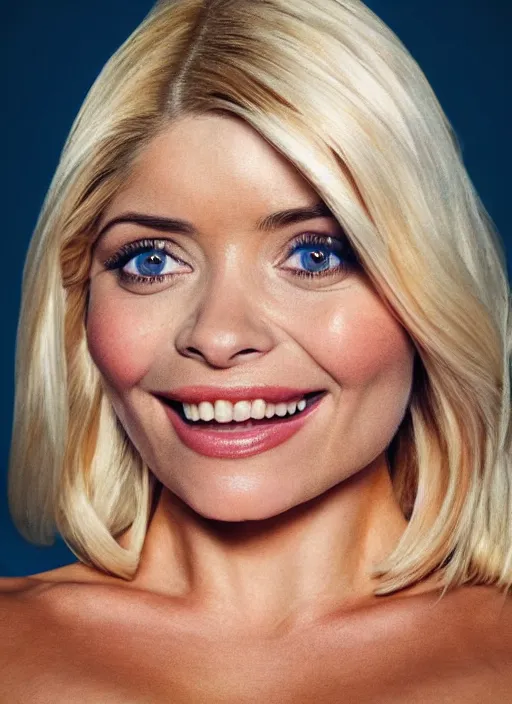 Image similar to holly Willoughby with the physique of a body builder, symmetrical facial features, hyper realistic, ultra detailed, cinematic, dynamic lighting, photorealistic, refined, intricate, digital art, digital painting, masterpiece, 8k