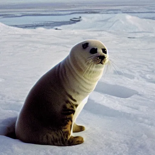 Image similar to photo of a harp seal with the face of a cat