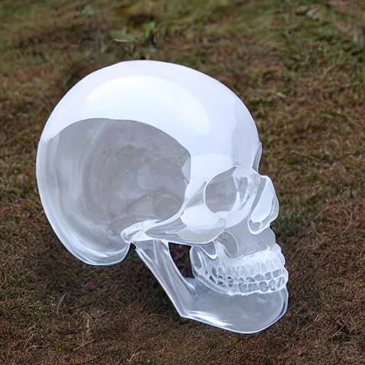 Prompt: transparent inflatable skull