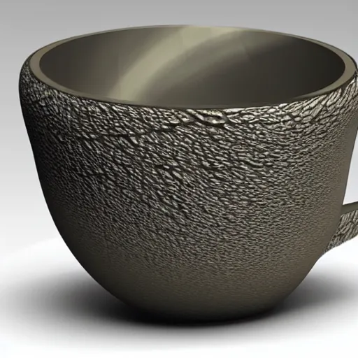 Image similar to a marble sculpture of leaf textured coffee cup by Zaha Hadid , 3d architecture, masterpiece