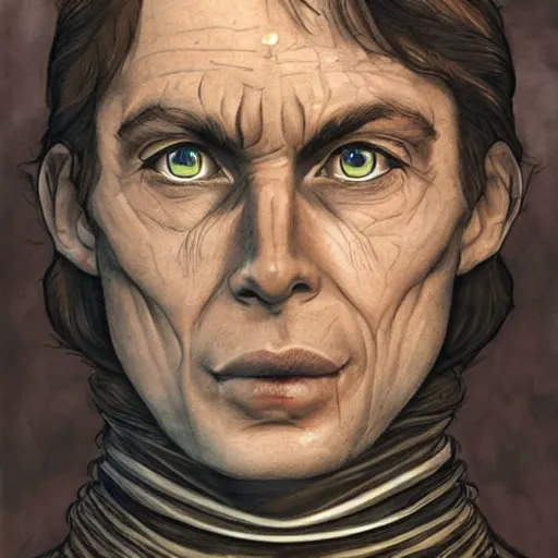 Image similar to paul atreides from dune in jan duursema detailed and realistic style