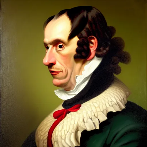 Prompt: head and shoulders portrait painting of an anthropomorphic!!! crocodile wearing a colonial outfit looking off camera, a character portrait, american romanticism, oil on canvas, diffused lighting