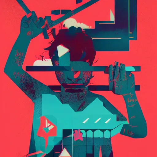 Image similar to Poster Art for Wynwood Miami, Graffiti, Geometric 3d shapes, Video Games, marijuana, smoke, by Sachin Teng, by Jose Mertz, Trending on artstation