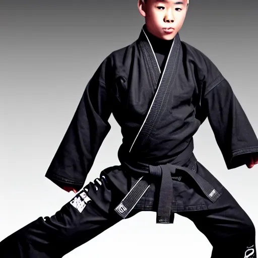 Image similar to mazoku boy, martial artist boy, wearing ultra - black gi, vantablack clothing, absolute black clothing, anime wallpaper, red eyes