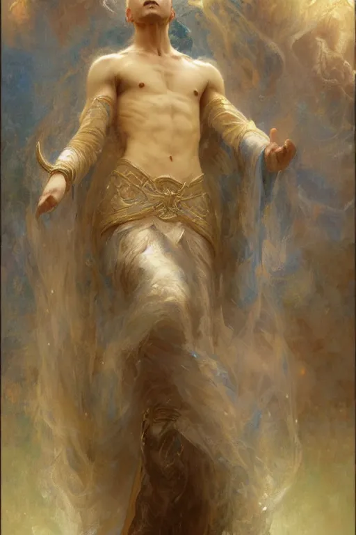 Prompt: full body portrait of a beautiful ethereal delicate mage king meditative pose, highly detailed painting by gaston bussiere, craig mullins, j. c. leyendecker, 8 k, mid shot