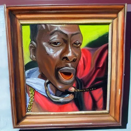 Image similar to mad dog on a chain, oil painting by theophilus tetteh