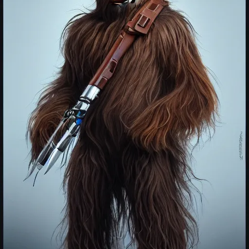 Prompt: chewbacca sitting at the hair stylist, painting, 8k, artstation, cinematic, hyperrealistic, extreme details