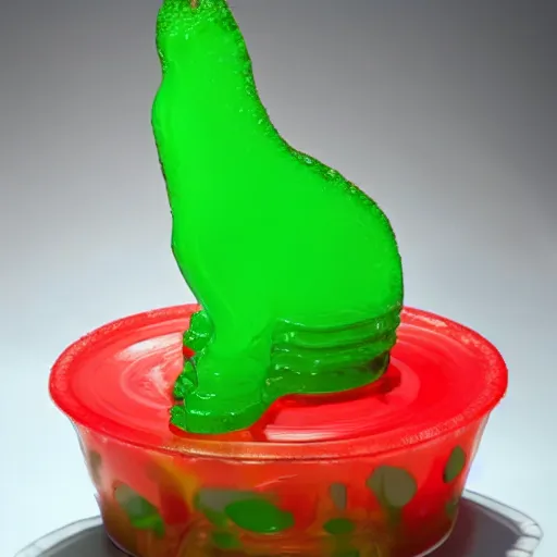 Prompt: a cat made entirely of jello, gooey