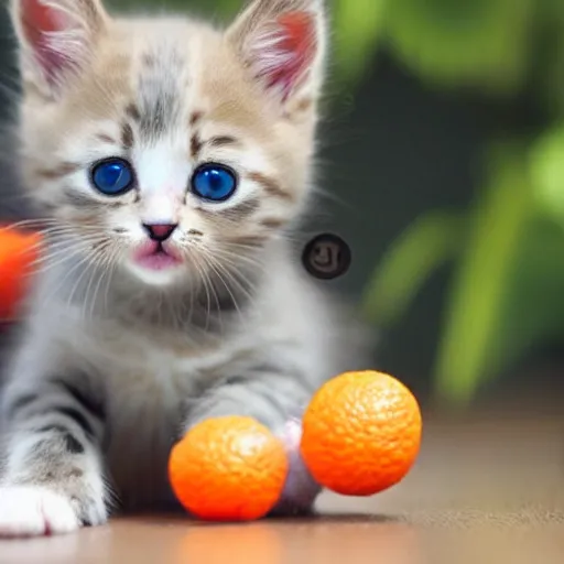 Image similar to cute kitten playing on mobile phone, orange and white