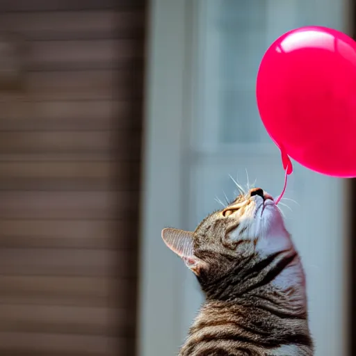 Image similar to picture of a cat trying to catch a balloon