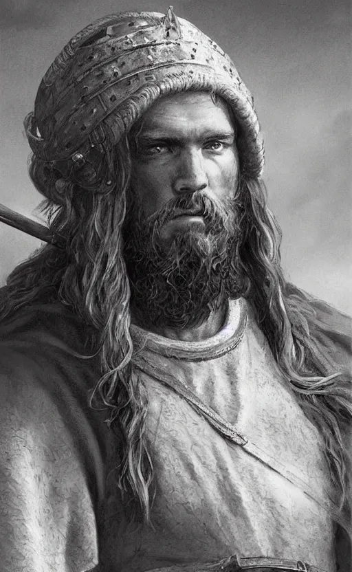 Prompt: dramatic portrait of a viking, traditional corsican, intricate, highly detailed, artstation, illustration, jurgens, rutkowski, bouguereau