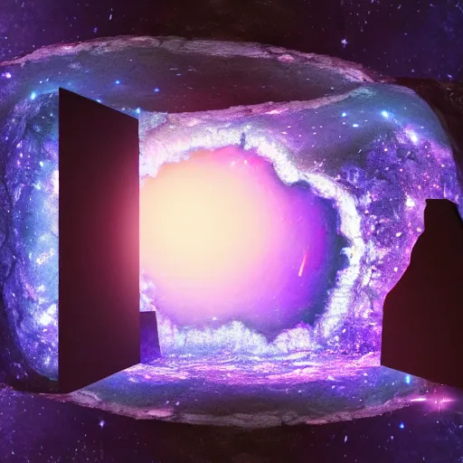 Image similar to Geode portal, Hubble photo background, volumetric lighting