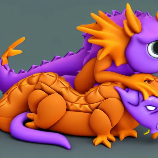 Image similar to small cute purple dragon, the dragon is hugging an orange tabby cat, soft, cozy