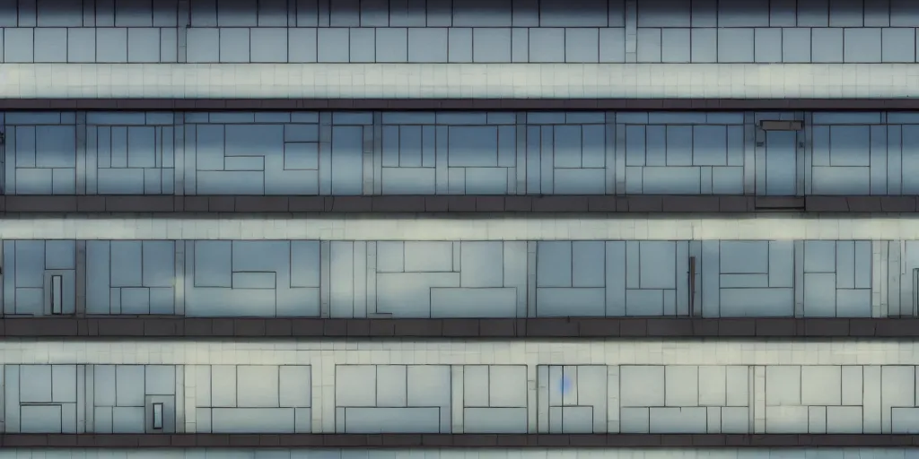 Prompt: close up front view of a japanese building facade with signs on it, an image from the anime film by Makoto Shinkai