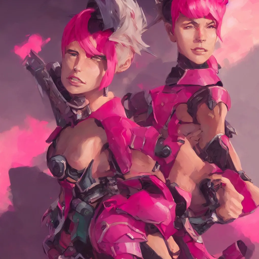 Image similar to female paladin with bright pink mohawk, portrait, behance hd artstation by jesper ejsing by rhads, makoto shinkai and lois van baarle, ilya kuvshinov, ossdraws