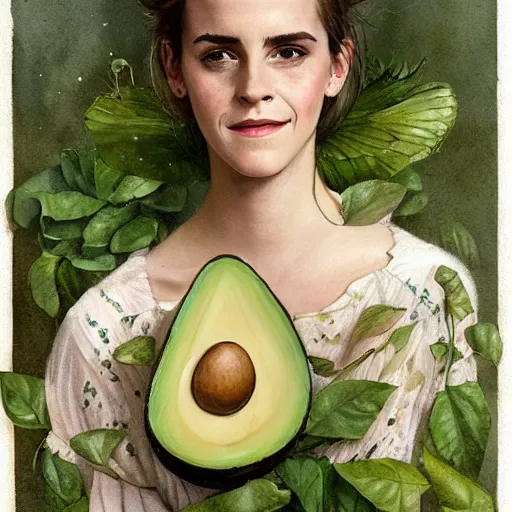 Prompt: emmawatson - avocado hybrid by jean - baptiste monge