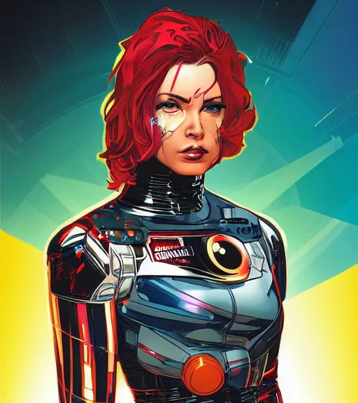 Image similar to female android, by MARVEL comics and Sandra Chevrier, 4k