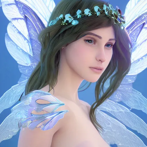 Prompt: portrait of a fairy with wings made of water, elegant, highly detailed, digital painting, artstation, concept art, sharp focus, art by artgerm and greg ruti + owski and alphonse mucha, unreal engine 5, 8 k, illustration,